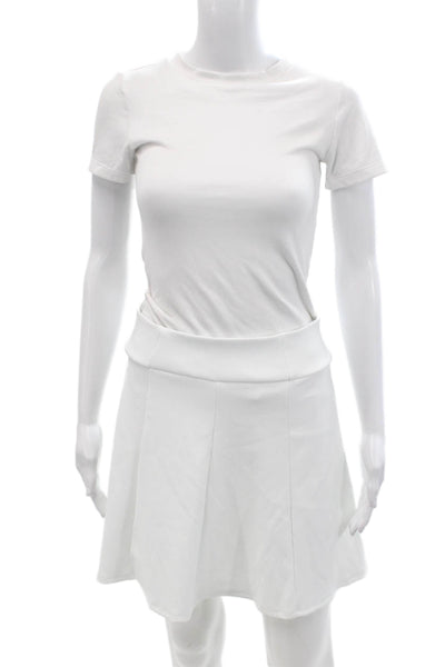 Lucky In Love Womens Ribbed Knit Knee Length Skort Skirt White Size 4-6
