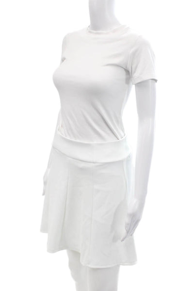 Lucky In Love Womens Ribbed Knit Knee Length Skort Skirt White Size 4-6