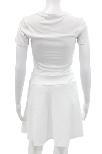 Lucky In Love Womens Ribbed Knit Knee Length Skort Skirt White Size 4-6