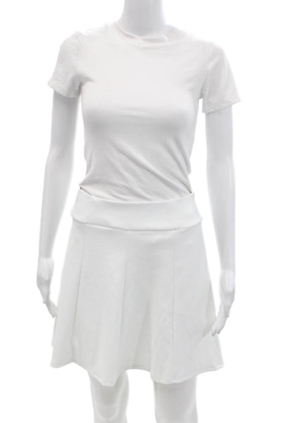 Lucky In Love Womens Elastic Waistband Ribbed Skort Skirt White 4-6