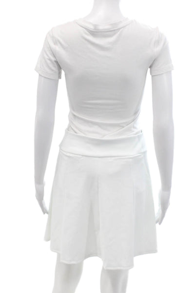 Lucky In Love Womens Elastic Waistband Ribbed Skort Skirt White 4-6