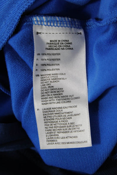 Adidas Mens Striped Full Zip Color Block Mock Neck Track Jacket Blue Size XL
