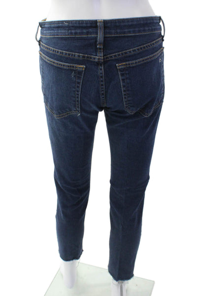 Rag & Bone Womens Cotton Dark Wash Mid-Rise Skinny Jeans Navy Size 25