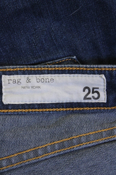 Rag & Bone Womens Cotton Dark Wash Mid-Rise Skinny Jeans Navy Size 25