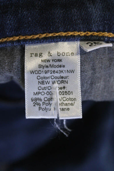 Rag & Bone Womens Cotton Dark Wash Mid-Rise Skinny Jeans Navy Size 25