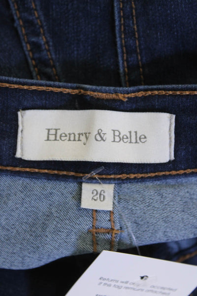 Henry & Belle Womens Cotton Blend Dark Wash Cuffed Jeans Blue Size 26