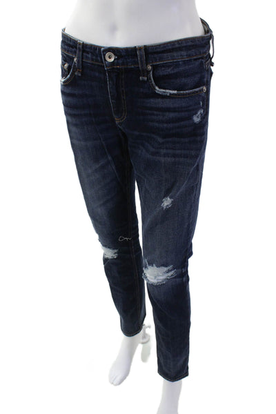Rag & Bone Womens Cotton Distressed Skinny Jeans Blue Size 25