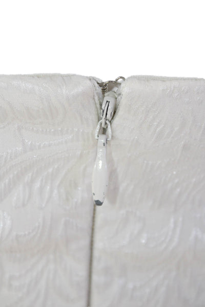 Nicole Miller Womens Ruched Embroidered Strapless Floor Length Gown White Size 6