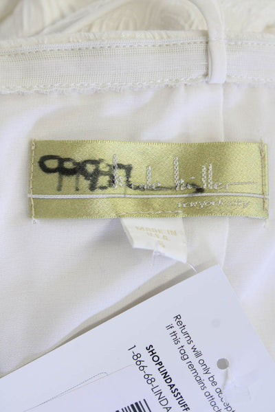 Nicole Miller Womens Ruched Embroidered Strapless Floor Length Gown White Size 6