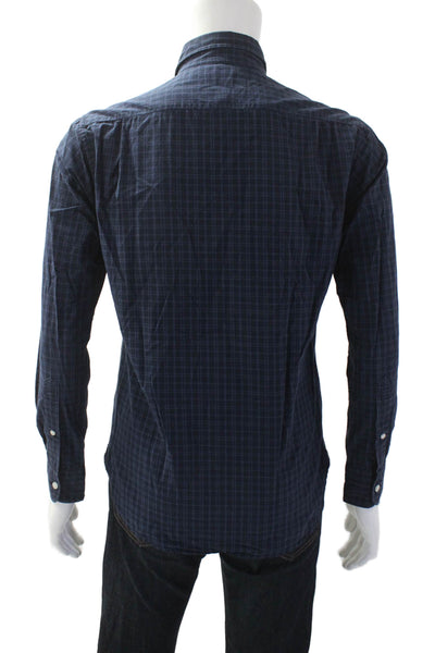 Bonobos Mens Cotton Grid Print Slim Fit Button Up Short Navy Size S