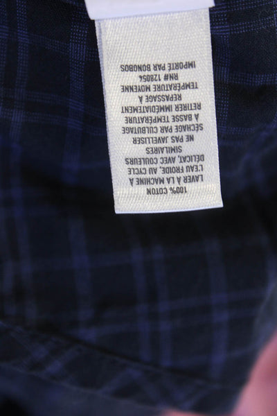 Bonobos Mens Cotton Grid Print Slim Fit Button Up Short Navy Size S