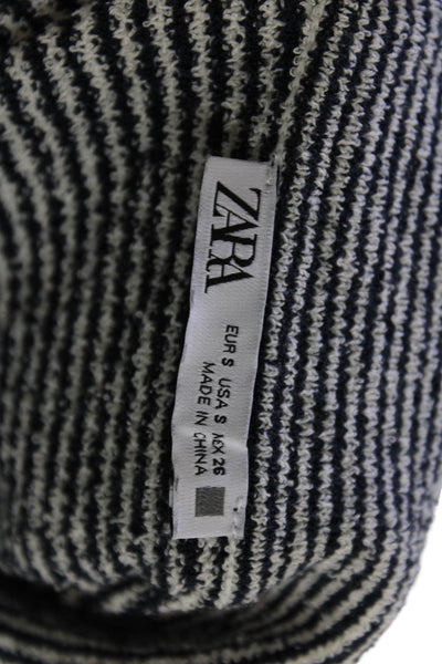 Zara Womens Striped Bodysuit Sweater Navy Blue White Size Small