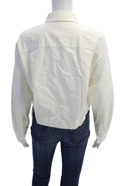 Zara Womens Long Sleeves Button Down Shirt White Cotton Size Small
