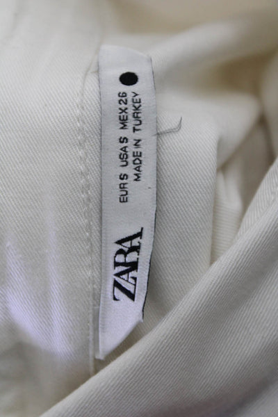 Zara Womens Long Sleeves Button Down Shirt White Cotton Size Small