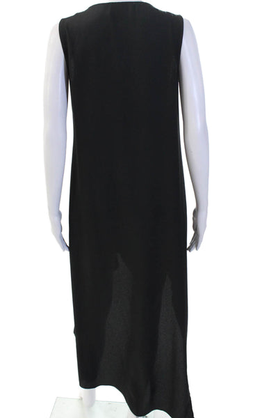 Nicole Miller Womens Sleeveless Draped V-Neck High Low Dress Black Size 6