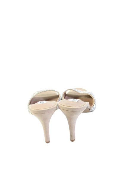 Steve Madden Womens Jeweled Slide On Erinn Sandal Heels Silver Size 7 Medium