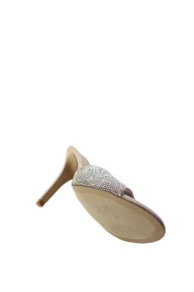 Steve Madden Womens Jeweled Slide On Erinn Sandal Heels Silver Size 7 Medium