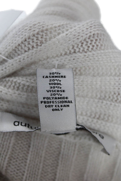 Autumn Cashmere Womens Open Front Ribbed Knit Cardigan Sweater White Size Small