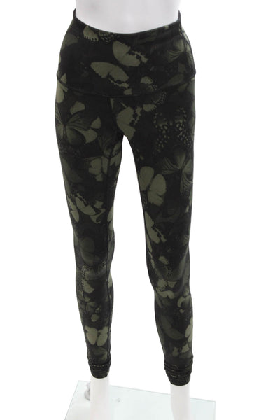 Lululemon Womens Textured Lined Floral Fitted Leggings Black Size S