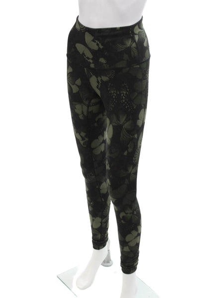 Lululemon Womens Textured Lined Floral Fitted Leggings Black Size S