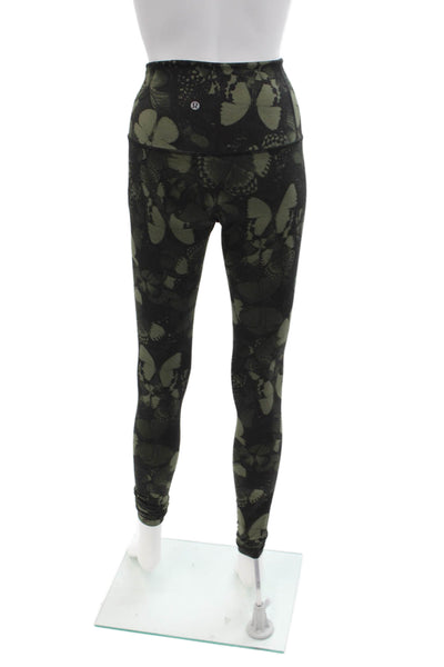 Lululemon Womens Textured Lined Floral Fitted Leggings Black Size S