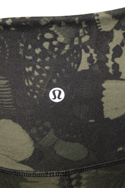 Lululemon Womens Textured Lined Floral Fitted Leggings Black Size S