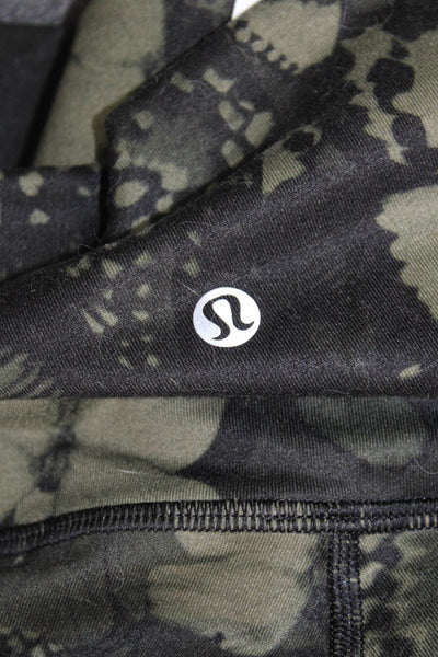 Lululemon Womens Textured Lined Floral Fitted Leggings Black Size S