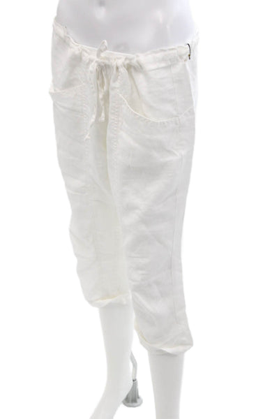 Cabi Womens Cotton Drawstring Crop Leg Pants White Size S