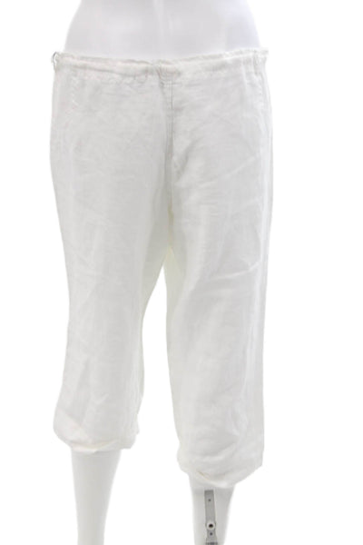 Cabi Womens Cotton Drawstring Crop Leg Pants White Size S