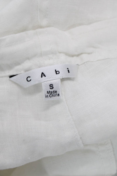 Cabi Womens Cotton Drawstring Crop Leg Pants White Size S