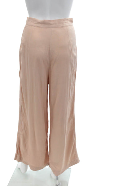Free People Womens Textured Button Wide Leg Dress Pants Pink Size 04