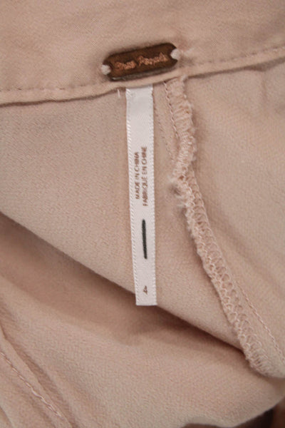 Free People Womens Textured Button Wide Leg Dress Pants Pink Size 04