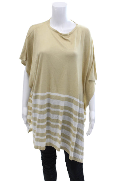 Brooks Brothers Womens Short Sleeve Stripe Knit Sweater Nude Size M