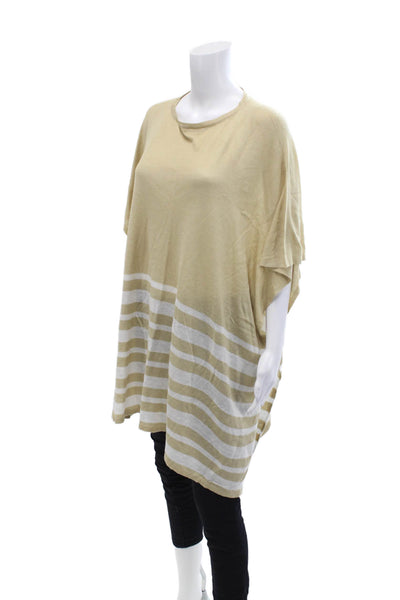 Brooks Brothers Womens Short Sleeve Stripe Knit Sweater Nude Size M