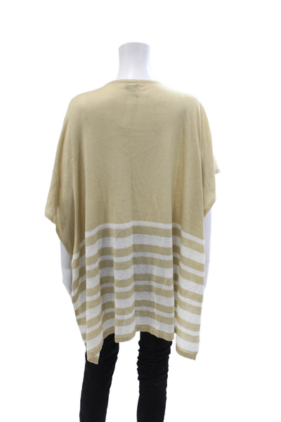 Brooks Brothers Womens Short Sleeve Stripe Knit Sweater Nude Size M