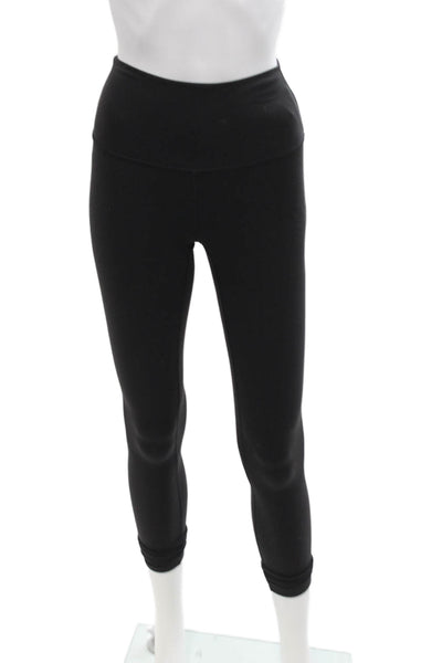 Lululemon Womens Pull On High Waisted Ankle Leggings Solid Black Size 2