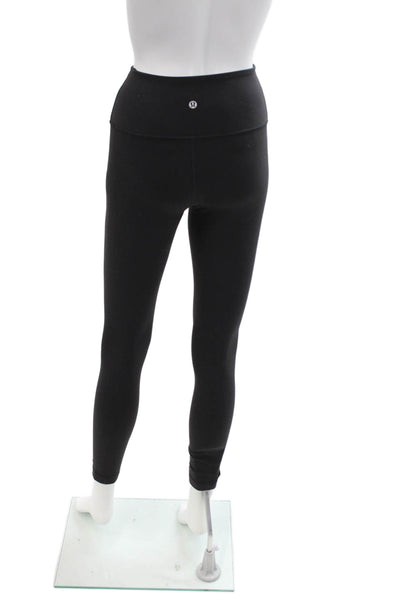Lululemon Womens Pull On High Waisted Ankle Leggings Solid Black Size 2
