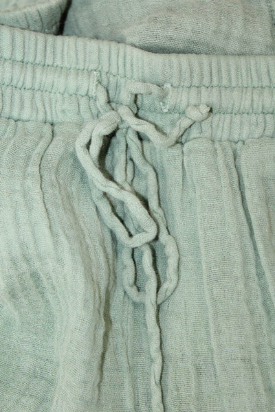 Michael Stars Womens Textured Drawstring Tassel High Waisted Pants Green Size S
