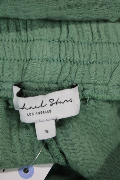 Michael Stars Womens Textured Drawstring Tassel High Waisted Pants Green Size S