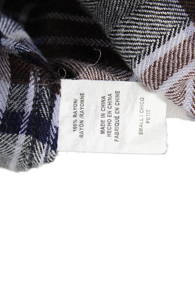 Rails Womens Button Front Long Sleeve Collared Plaid Shirt Navy White Small