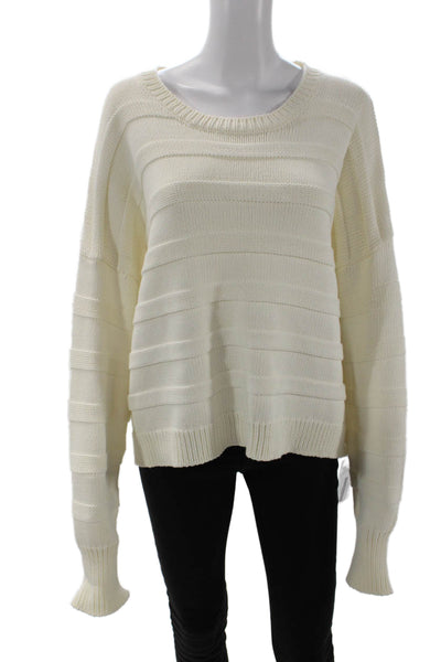 Derek Lam 10 Crosby Womens Oversized Scoop Neck Sweater White Cotton Size XL