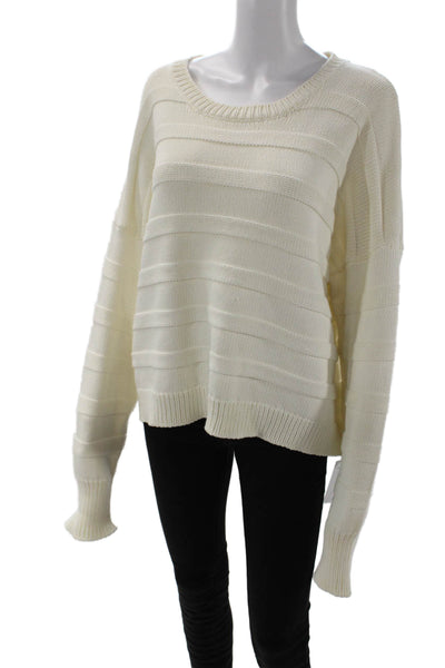 Derek Lam 10 Crosby Womens Oversized Scoop Neck Sweater White Cotton Size XL