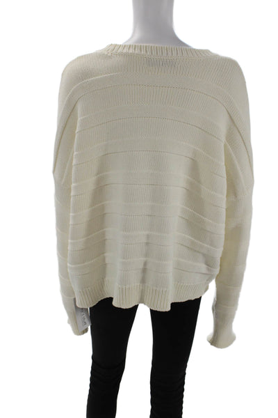 Derek Lam 10 Crosby Womens Oversized Scoop Neck Sweater White Cotton Size XL