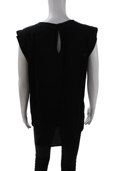 Michael Michael Kors Womens Silk Rhinestoned Neckline Blouse Black Size M