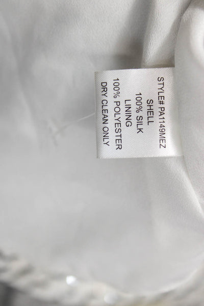 Parker Womens Silk Sleeveless Chevron Beading Detail Blouse White Size M