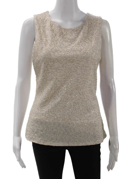Banana Republic Womens Sleeveless Sequined Detail Blouse Light Beige Size S