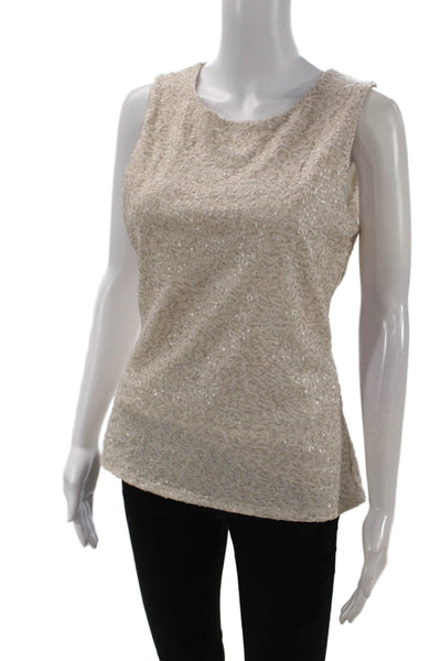 Banana Republic Womens Sleeveless Sequined Detail Blouse Light Beige Size S
