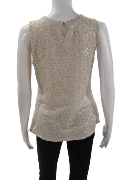 Banana Republic Womens Sleeveless Sequined Detail Blouse Light Beige Size S