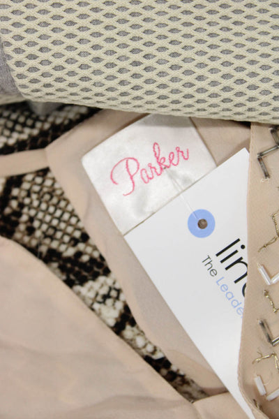 Parker Womens Silk Sleeveless Geometric Beading Detail Blouse Beige Size M