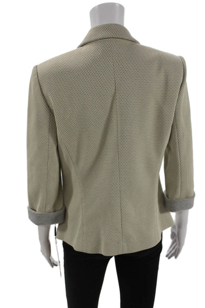 Tahari Womens Mesh Overlay Detail Collared Blazer Jacket Beige Size 6
